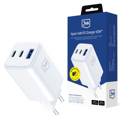 USB-C/USB-A 3mk Hyper GaN PD Ladegerät 65W™ – Weiß