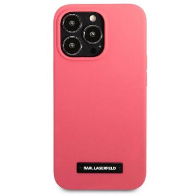 3. Karl Lagerfeld Silikon-Plakettenhülle für iPhone 13 Pro / iPhone 13 - Fuchsia