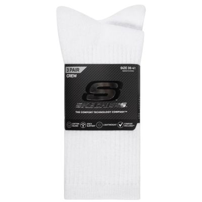 2. Skechers 3er-Pack Unisex-Sneaker, Rundhalsausschnitt, Non-Frottee, S601102-100, Weiß, Größe 43-46