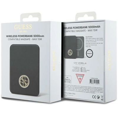 5. Guess MagSafe 4G Strassed Metal Logo Induktions-Powerbank 15 W 5000 mAh – Schwarz