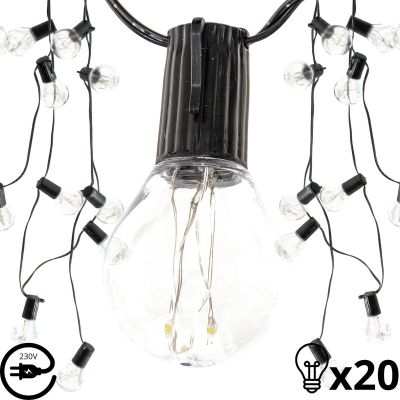 15. Lichterkette für den Außenbereich, 20 Glühbirnen, 100 LEDs, 5,8 m, 230 V