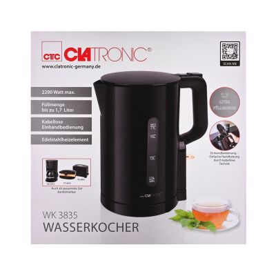 4. Kabelloser Wasserkocher 1,7 l WK 3835 CLATRONIC schwarz