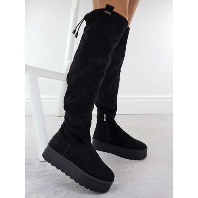 4. Schwarze Wildleder-Plateau-Stiefel für Damen, Big Star SS274264