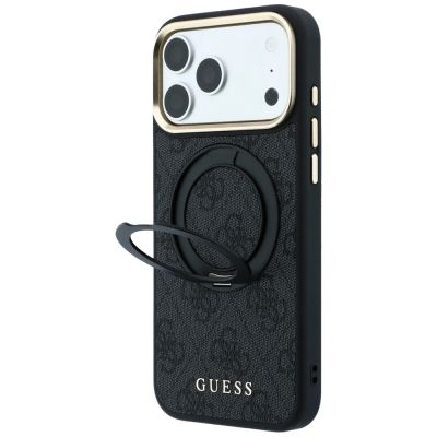 2. Guess Ring Stand 360 4G Classic Logo MagSafe Hülle für iPhone 17 Pro Max / 18 Pro Max - Schwarz