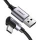 Ugreen USB-A (gerade) / USB-C (abgewinkeltes) Kabel 3A 2m US284 (grau)