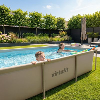 4. VIRTUFIT Rechteckiges Schwimmbecken 260 x 180 cm mit Filterpumpe Beige