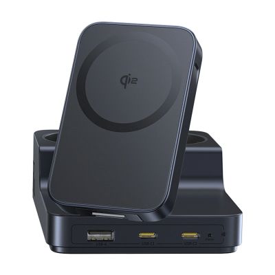 2. Baseus NOMOS ND11 67W 6-in-1 Kabellose Ladestation mit zwei Steckdosen – Schwarz