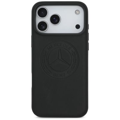 3. Mercedes Leder Vintage Logo MagSafe Hülle für iPhone 17 Pro Max - Schwarz