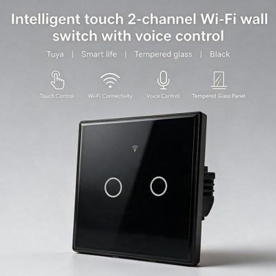 11. QOLTEC LICHT-EIN/AUS-SCHALTER | 2-KANAL-TOUCH-BEDIENUNG | WLAN | TIMER | TUYA | SCHWARZ