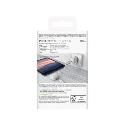 3. Puro PROLITE 30W USB-A / USB-C Wandladegerät + USB-C - USB-C Kabel 1,2m - weiß