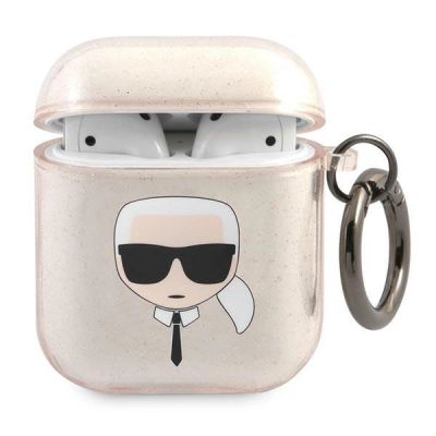 Karl Lagerfeld Glitzer Karl's Head Case für AirPods 1/2 – Gold
