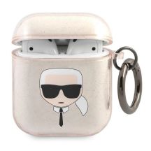 Karl Lagerfeld Glitzer Karl's Head Case für AirPods 1/2 – Gold