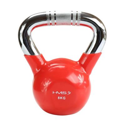 32. Kettlebell Gusseisengriff Chrom gerändelt HMS KTC06 ROT 