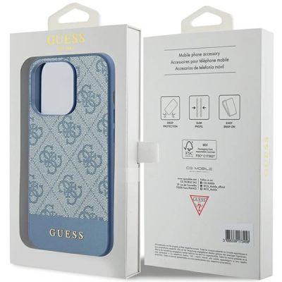 8. Guess 4G Stripe Collection Hülle für iPhone 15 Pro – blau