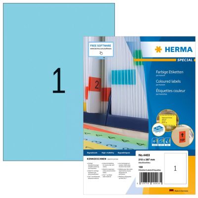 3. HERMA 4403 Selbstklebende Etiketten Rechteckig Permanent Blau 100 Stück.