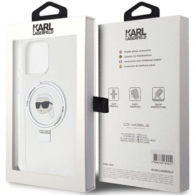 8. Karl Lagerfeld KLHMP15LHMRSKHH iPhone 15 Pro 6,1" weiß/weiß Hardcase Ring Stand Karl Head MagSafe