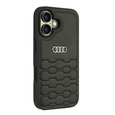 3. Audi Kunstleder iPhone 16 6,1" schwarz/schwarz Hardcase AU-TPUPCIP16-GT/D2-BK