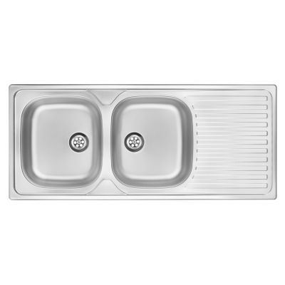 2-Becken-Edelstahlspüle mit Abtropffläche ZEU 3210 5908212005606