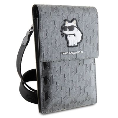 3. Karl Lagerfeld Case KLWBSAKHPCG Handtasche – Silbernes Saffiano-Monogramm Choupette