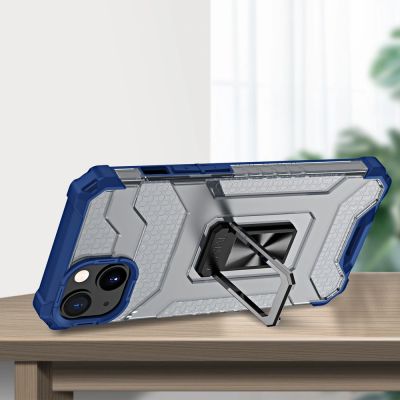 7. Crystal Ring Case robuste Kickstand TPU/PC Panzer Handyhülle Hard Case für iPhone 12 mini blau