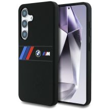 BMW Silikon Middle Tricolor Stripes MagSafe Hülle für Samsung Galaxy S25 - Schwarz