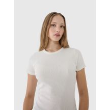 Schmales geripptes Damen-T-Shirt 4F 4FWSS25TTSHF1968-11S