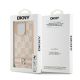 8. DKNY Lederhülle mit kariertem Monomuster und bedruckten Streifen für iPhone 15 Pro – Rosa
