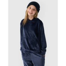 Mädchen-Sweatshirt aus Velours mit Kapuze, offen, 4F 4FJWAW24TSWSF1216-31S