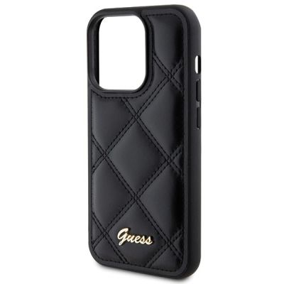 6. Guess Quilted Metal Logo Hülle für iPhone 15 Pro Max – Schwarz