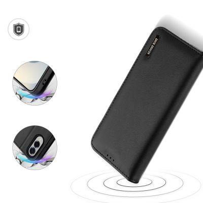 5. Dux Ducis Hivo Samsung Galaxy S25 Edge Hülle mit Klappdeckel und RFID-Schutz - Schwarz