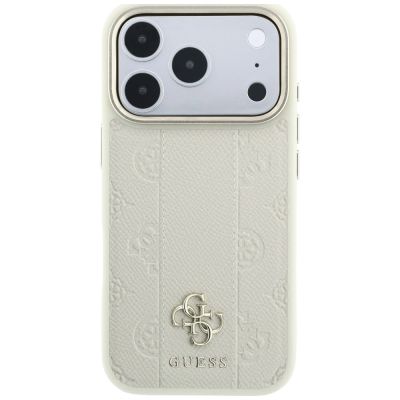 3. Guess Stripe Peony 4G Logo MagSafe Hülle für iPhone 18 Pro Max / 17 Pro Max – Beige
