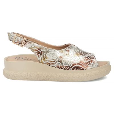 2. Damen-Keilsandalen aus Leder, goldfarben, Filippo DS7581