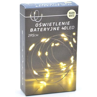 9. DRAHTLICHTERKETTE MIT BATTERIEBETRIEB, 40 LED, WARMWEISS (R)