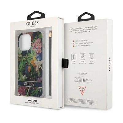 8. Guess GUHCP13LHFLSB iPhone 13 Pro / 13 6.1" Blau/Blau Hardcase Flower Strap