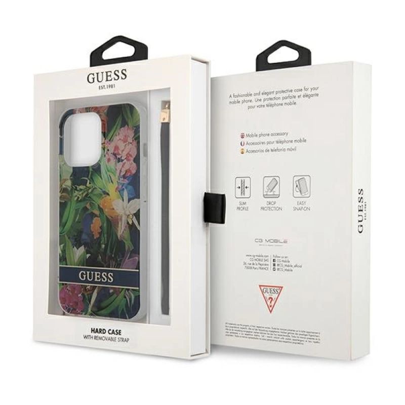 8. Guess GUHCP13LHFLSB iPhone 13 Pro / 13 6.1" Blau/Blau Hardcase Flower Strap