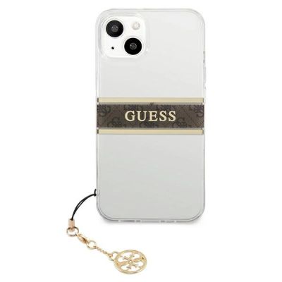 3. Guess GUHCP13SKB4GBR iPhone 13 mini 5.4" Transparente Hardcase 4G Brown Strap Charm