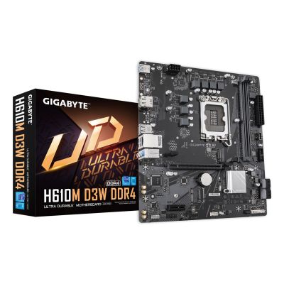 3. Gigabyte H610M D3W DDR4 Mainboard, Intel H610, LGA1700, 2x DDR4, mATX