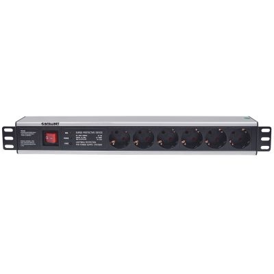 3. Intellinet 713962 PDU 6-fach Steckdosen-Stromverteilereinheit 1,5 HE Schwarz