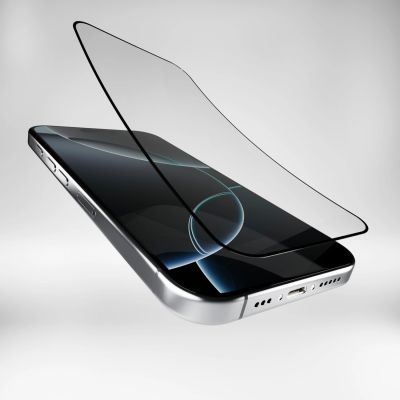 3. Puro Flexible Glass D3O Hybridglas mit schwarzem Rahmen für iPhone 16 Pro Max