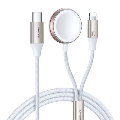 Joyroom 2-in-1- Lightning -Kabel und induktives Ladegerät für Apple Watch 1,5 m weiß (S-IW012)