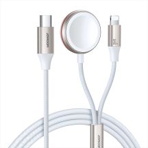 Joyroom 2-in-1- Lightning -Kabel und induktives Ladegerät für Apple Watch 1,5 m weiß (S-IW012)