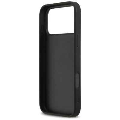 7. DKNY Hülle mit sich wiederholendem Texturmuster und Ton-in-Ton-Streifen für iPhone 17 Pro Max – Schwarz