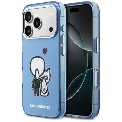 Karl Lagerfeld Karl & Choupette MagSafe Back Case für iPhone 17 Pro Max – Blau