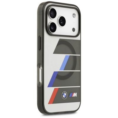 4. BMW M IML Metallknöpfe, dreifarbige Linien, MagSafe-Hülle für iPhone 17 Pro Max – Grau