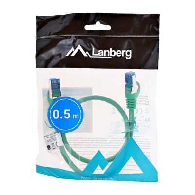 3. LANBERG Patchkabel S/FTP Kat. 6A 0,5 m Grün LSZH CCA (Fluke-geprüft) PCF6A-10CC-0050-G