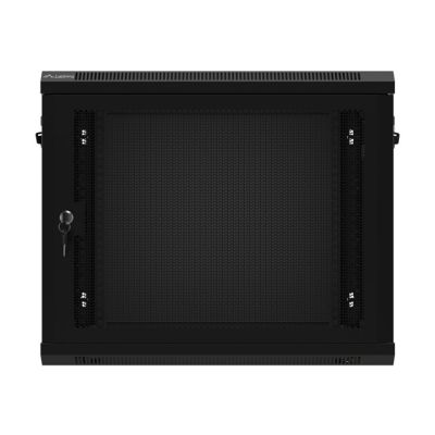 7. Wandregalschrank 19" 9U 600X450 SCHWARZ PERFORIERT TÜR LANBERG (FLAT PACK)