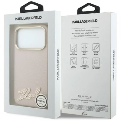 8. Karl Lagerfeld MagSafe-Hülle mit genarbtem Harz-Logo für iPhone 18 Pro / 17 Pro – Pink