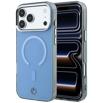 Mercedes Doppelschicht-MagSafe-Hülle mit ikonischem Logo für iPhone 18 Pro Max / 17 Pro Max – Blau