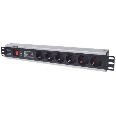 6. Intellinet 713962 PDU 6-fach Steckdosen-Stromverteilereinheit 1,5 HE Schwarz