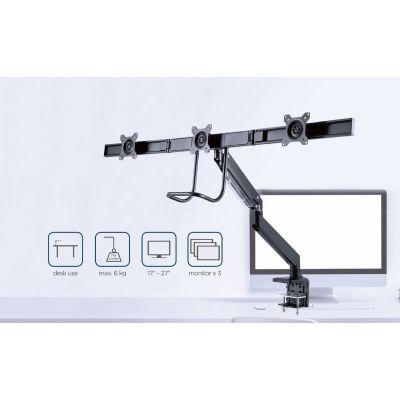 14. GEMBIRD Verstellbarer Schreibtischarm/Halterung für 3 Monitore 17-27 Zoll, VESA 100x100 mm, bis zu 6 kg